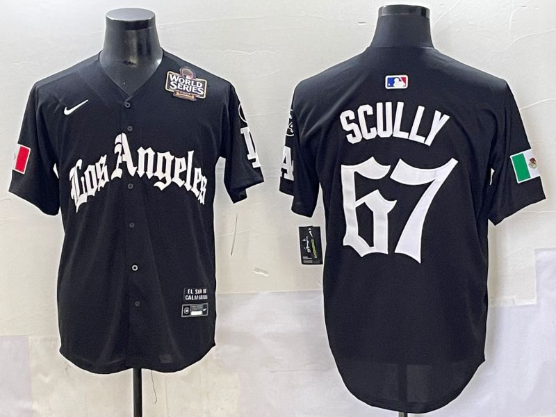 Men 2025 Los Angeles Dodgers #67 Scully Black Five generations Joint Name Nike MLB Jersey style 6->los angeles dodgers->MLB Jersey